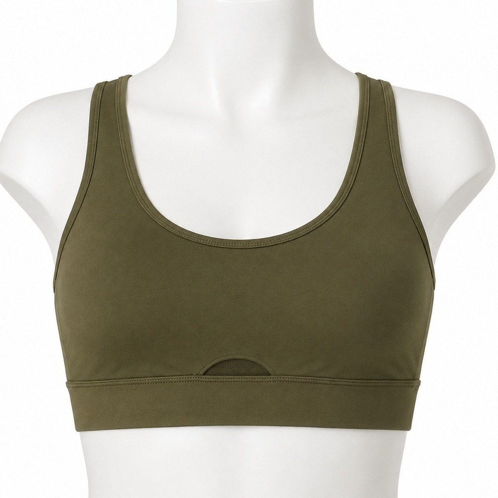 Savvi 2XL Solstice Bra Olive Green Sports Racerback Mesh Cutout F1-728-06-2X
